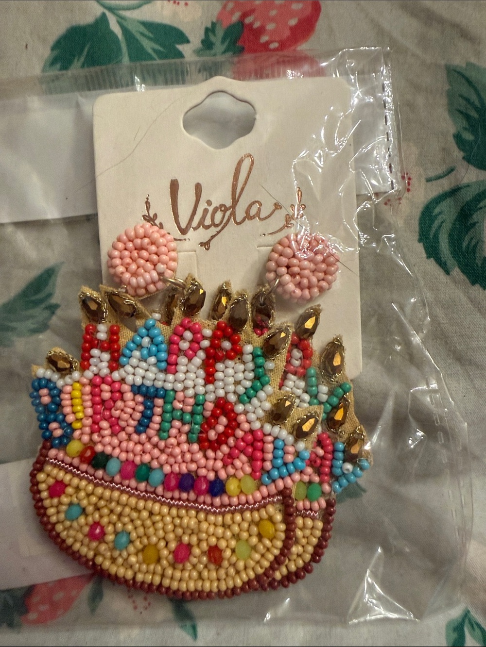 Pink Multicolor Beaded Statement Earrings